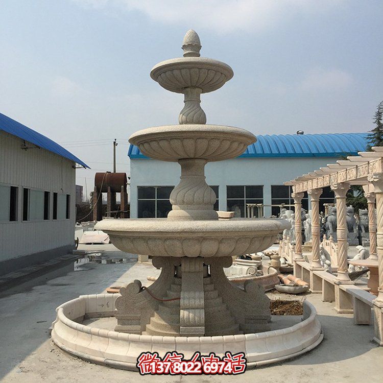 精美花崗巖石雕景觀噴泉，大型層流水花大理石雕塑