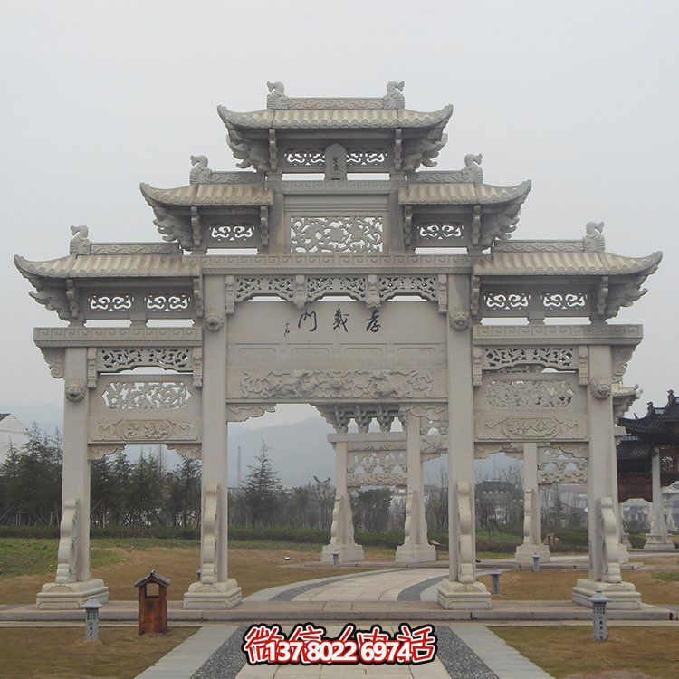 傳承古城文脈，精美石雕牌坊仿古門樓雕塑