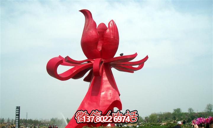 大型紅色不銹鋼雕塑紫荊花，給你的廣場帶來美景