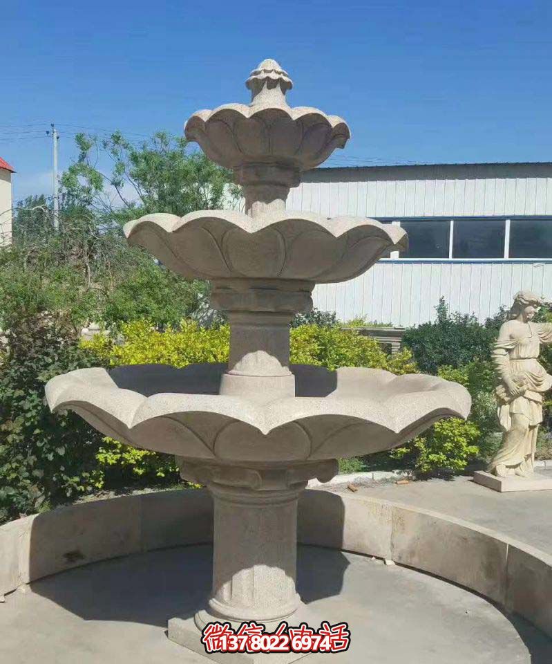 多層噴泉雕塑，裝點(diǎn)工廠區(qū)