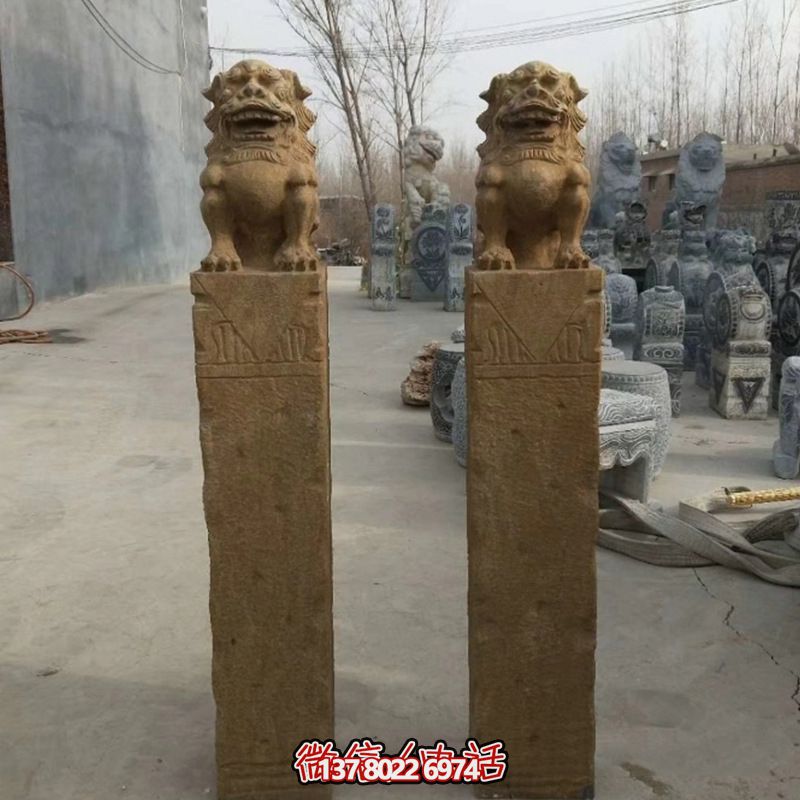 砂巖拴馬柱擺件，為你的寺廟門口增添優(yōu)雅氣息