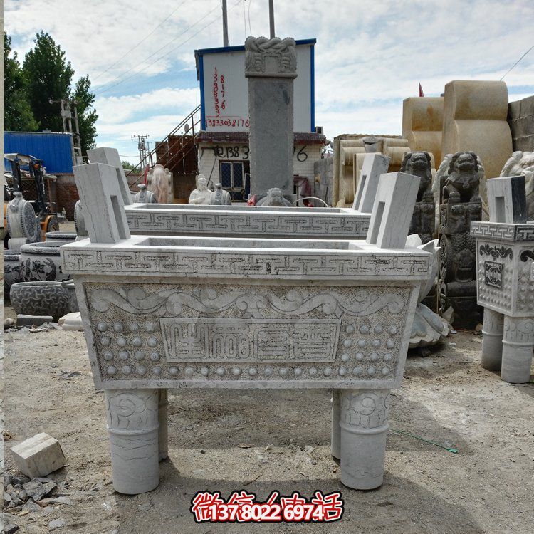 大型戶外石雕大理石香爐擺件，為園林景觀增添靈動之美