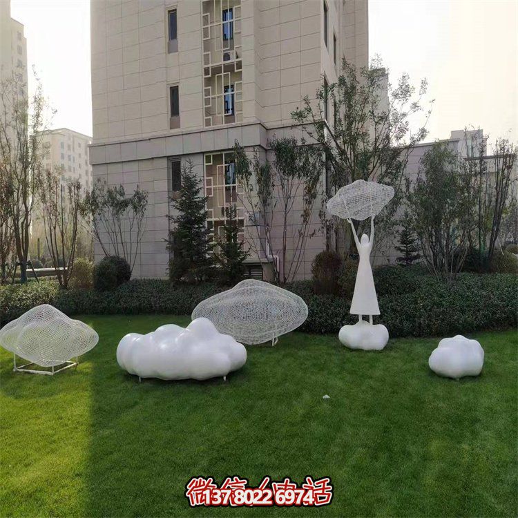 不銹鋼創(chuàng)意鏤空戶外園林祥云雕塑——美景美事，祈愿福氣