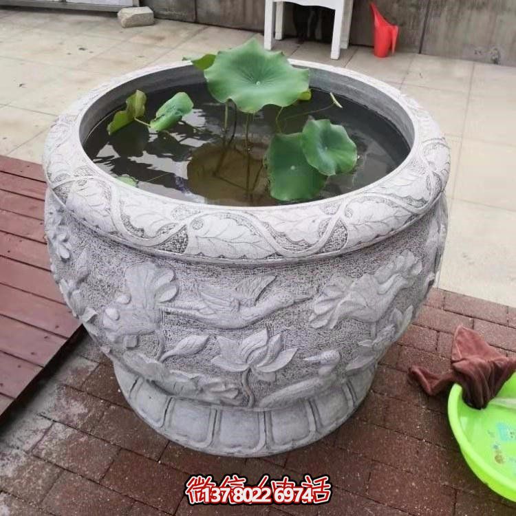 精美絕倫，濃濃古典風(fēng)情歐式別墅大理石浮雕魚缸擺件