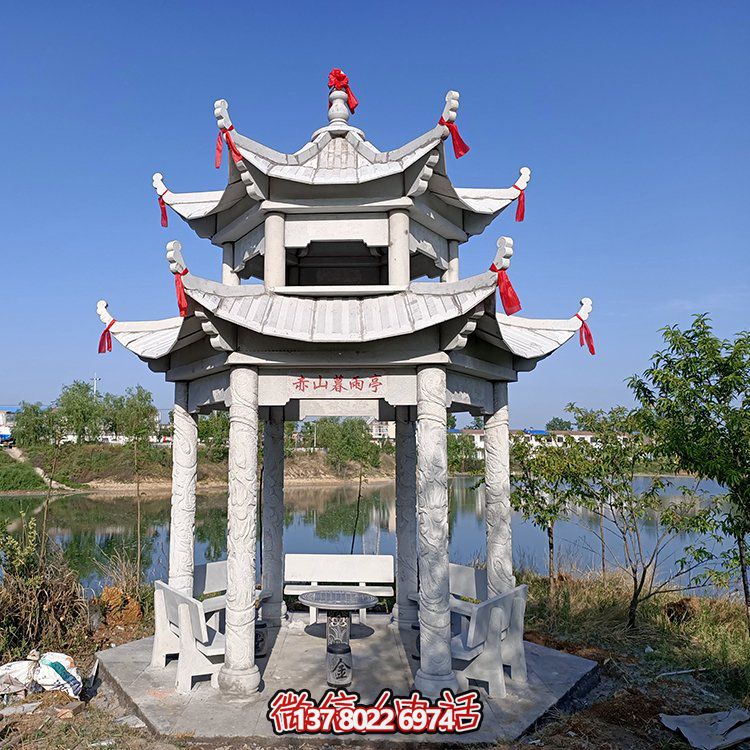 古典風(fēng)格仿古青石二層涼亭，提升園林戶外休息體驗(yàn)