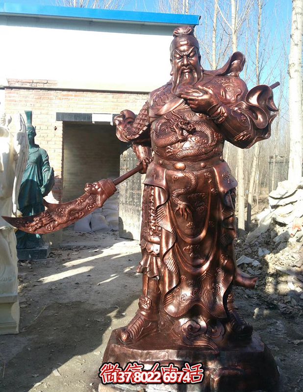 玻璃鋼仿銅景觀關(guān)公雕塑，大型戶外景區(qū)裝飾