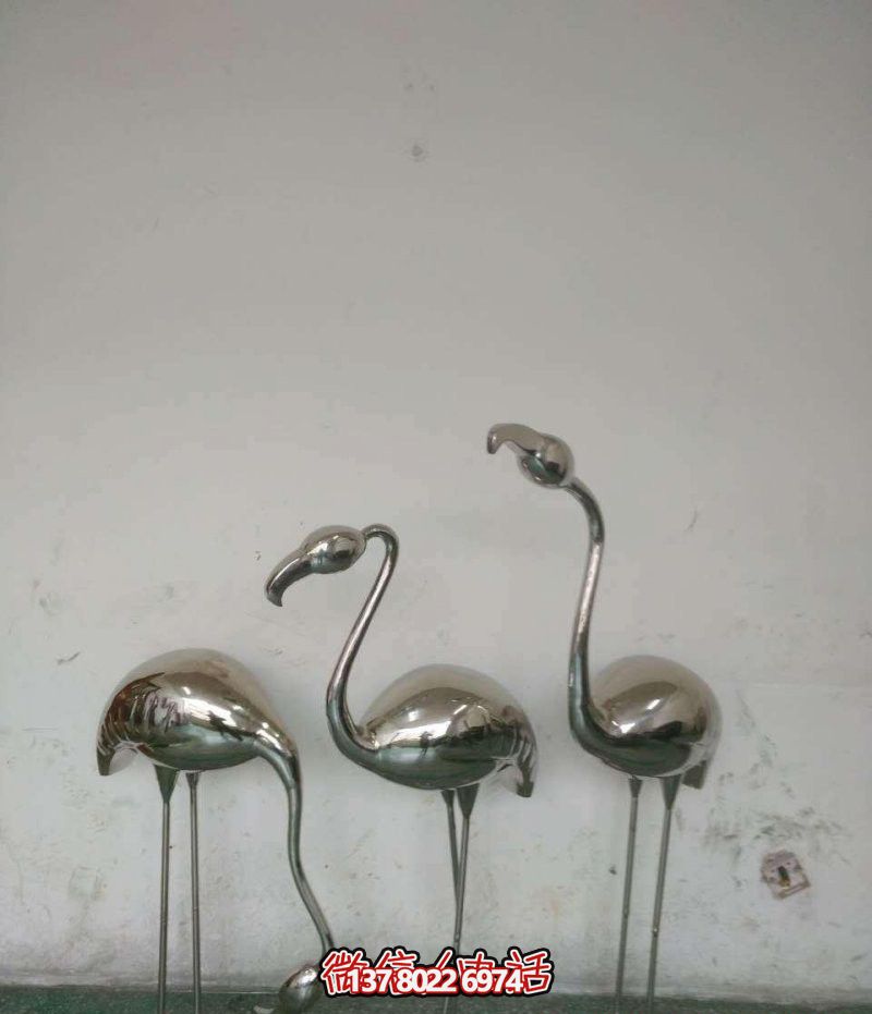 不銹鋼火烈鳥雕塑，拋光精美