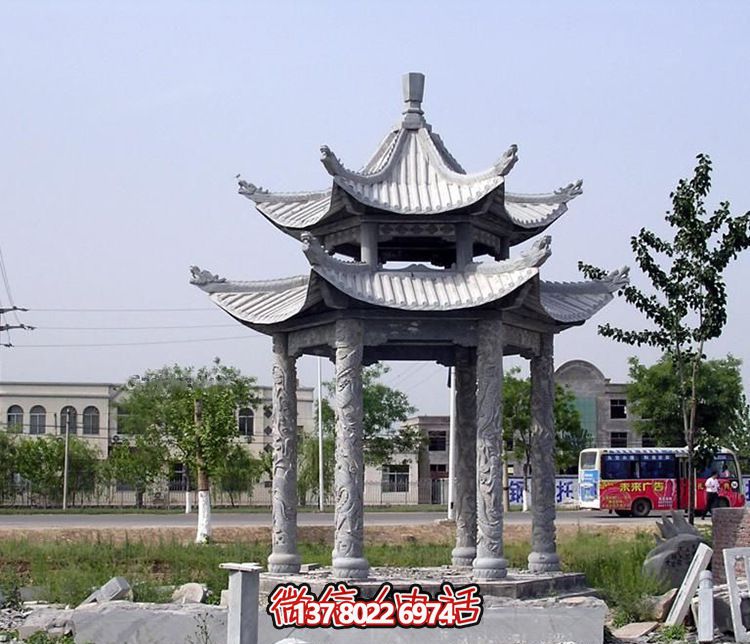 精美古建筑雕塑雙層涼亭，為公園廣場(chǎng)注入古典風(fēng)情