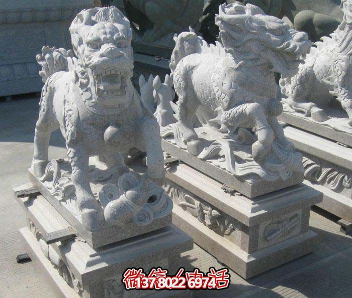 精美大理石石雕麒麟雕塑，一件精致的家居裝點(diǎn)品