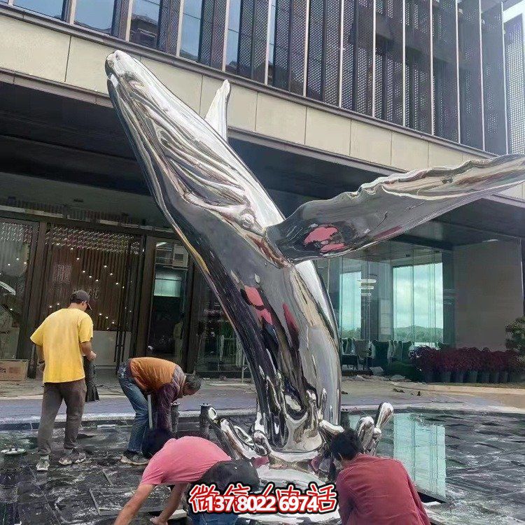 大型不銹鋼鏤空魚類擺件，為戶外水景商場(chǎng)售樓部裝飾