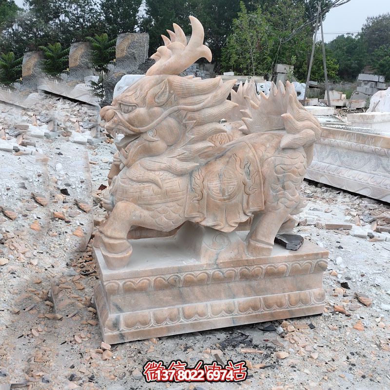 傳承古老文化，精美大理石麒麟雕塑
