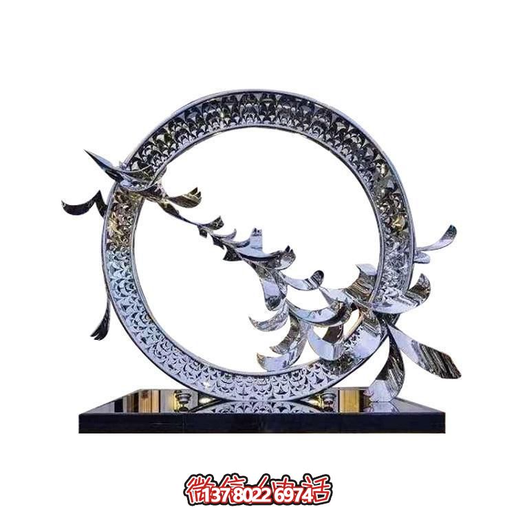 不銹鋼創(chuàng)意鴿子圓環(huán)擺件，裝點(diǎn)戶外園林景觀