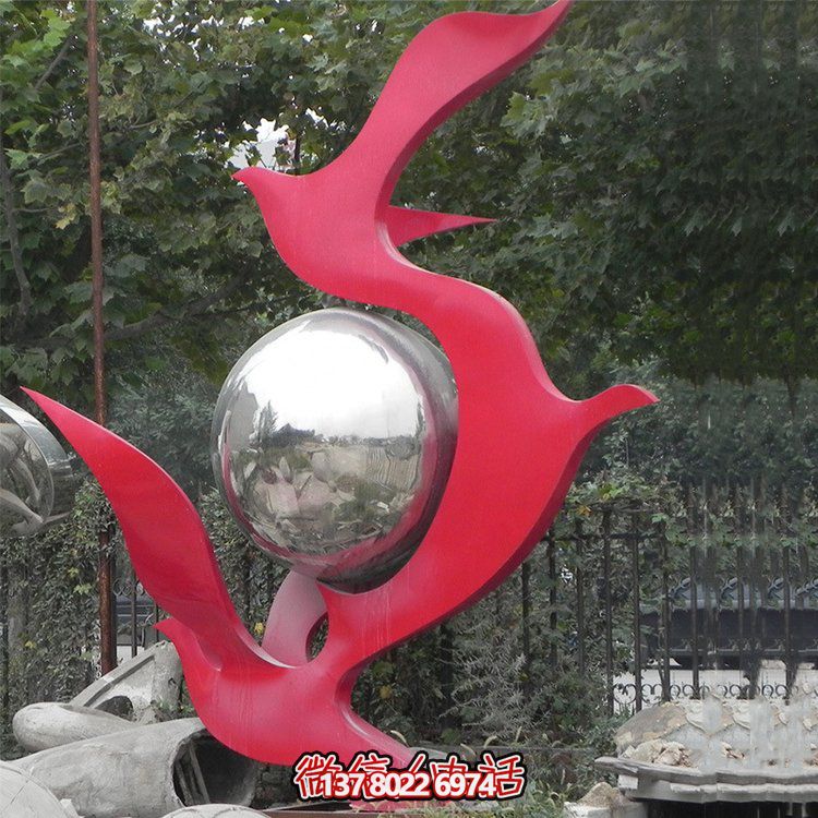 不銹鋼抽象鴿子雕塑，為您的園林景觀增添高雅氣息