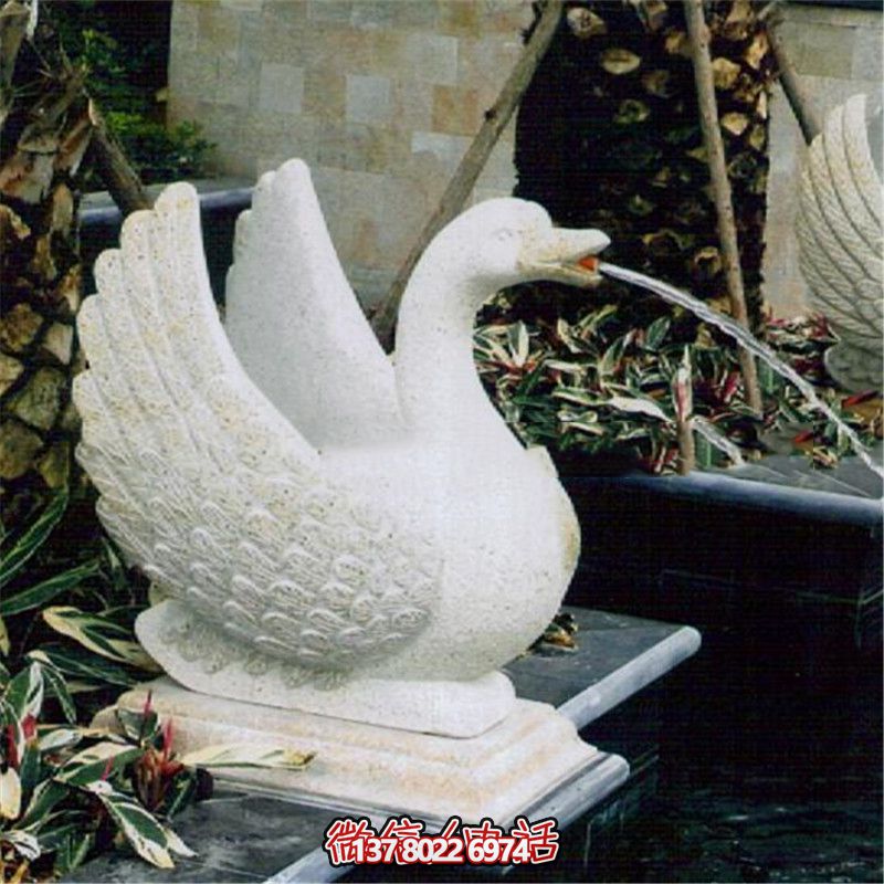 玻璃鋼雕塑噴水器，點(diǎn)亮公園白色天鵝
