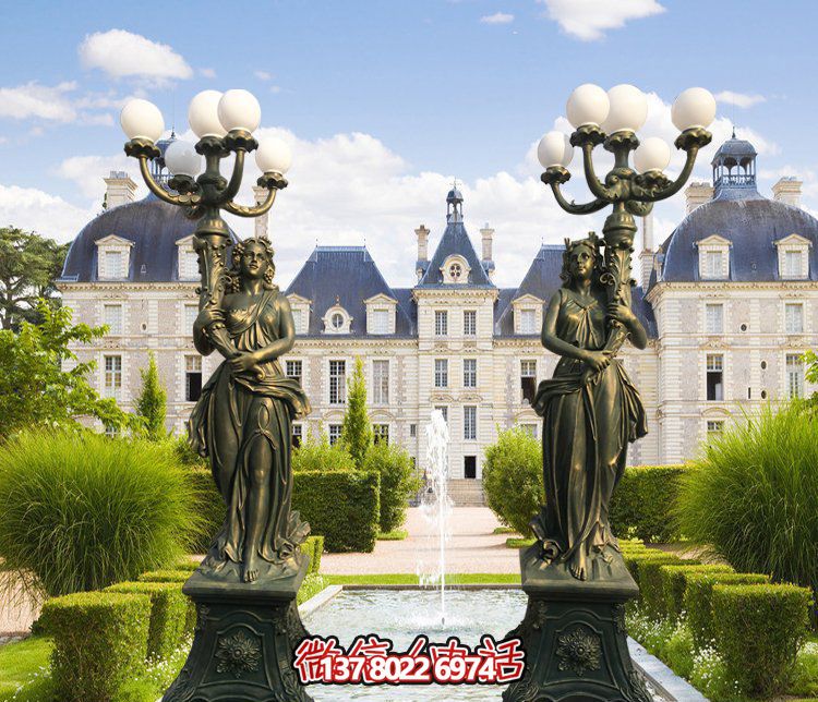 西方風(fēng)格別墅景觀裝飾，銅雕女性雕塑