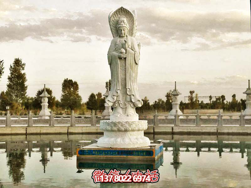 大型漢白玉石雕觀音雕塑，讓你的戶外景區(qū)更加完美