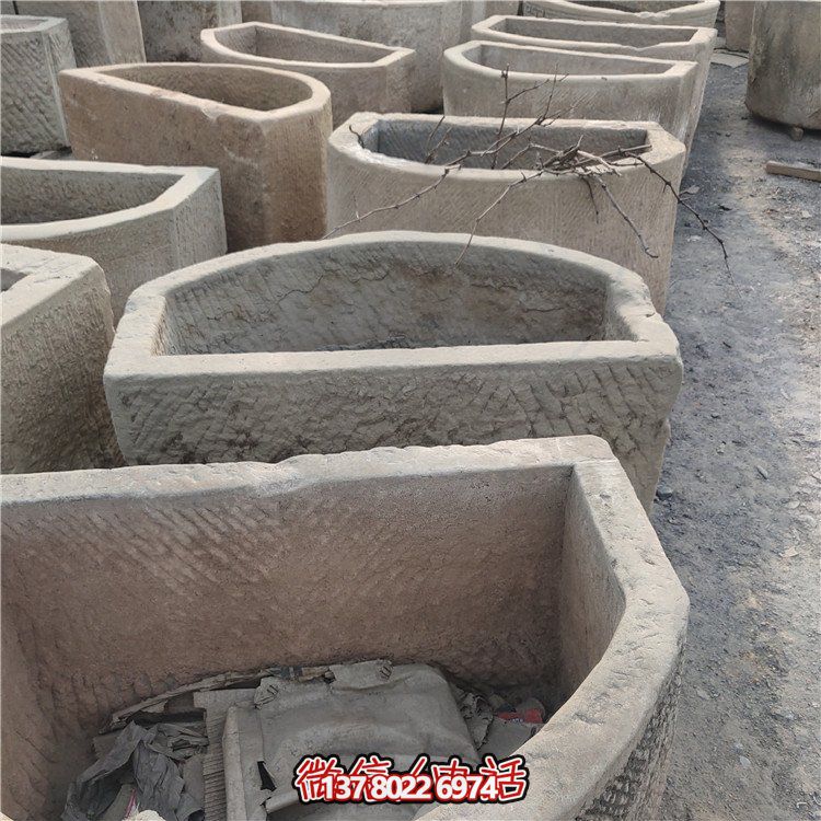 經(jīng)典老石雕，精美大理石槽，美化園林景觀