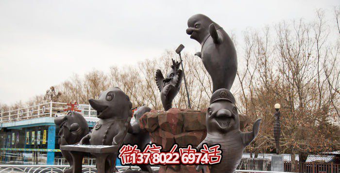 不銹鋼海豚雕塑，個性創(chuàng)意花園裝飾
