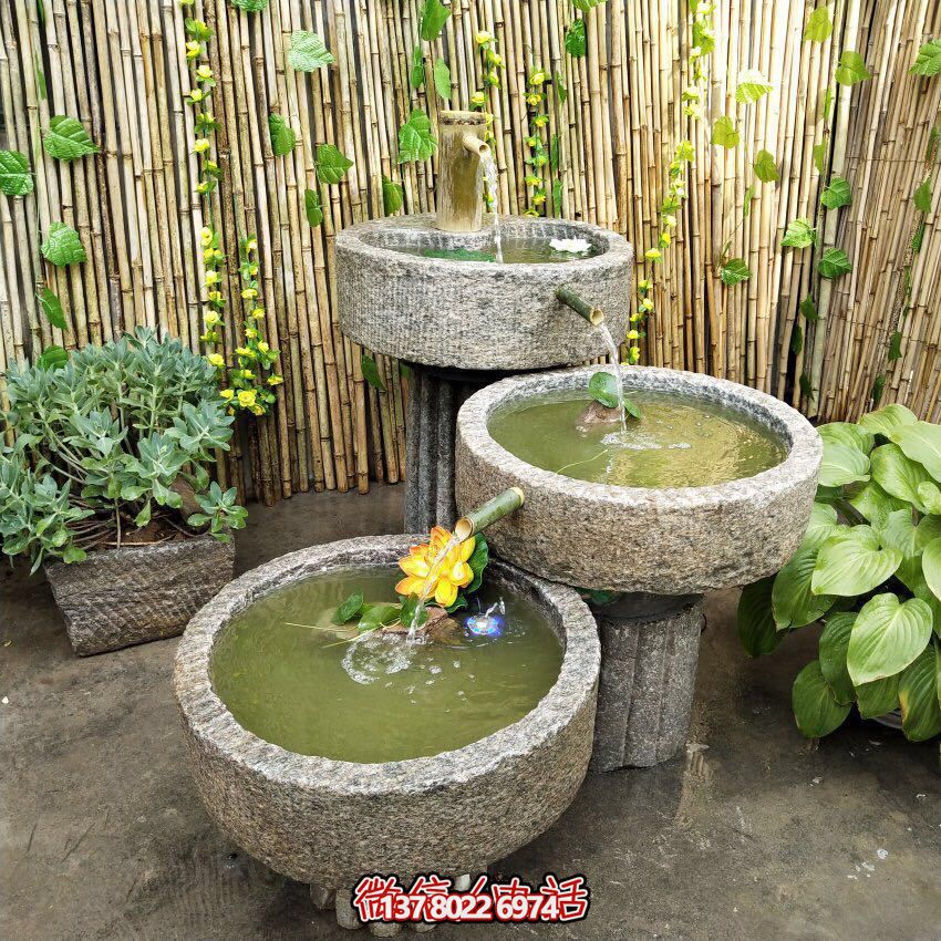 戶外石磨流水景觀擺件，讓你的庭院變得更加美輪美奐