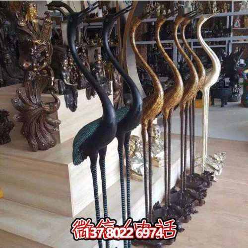 精美銅雕擺件，裝飾園林景區(qū)的丹頂鶴雕塑