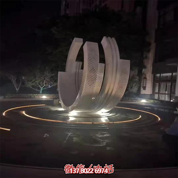 不銹鋼噴泉雕塑裝飾擺件，點(diǎn)綴售樓小區(qū)的美麗