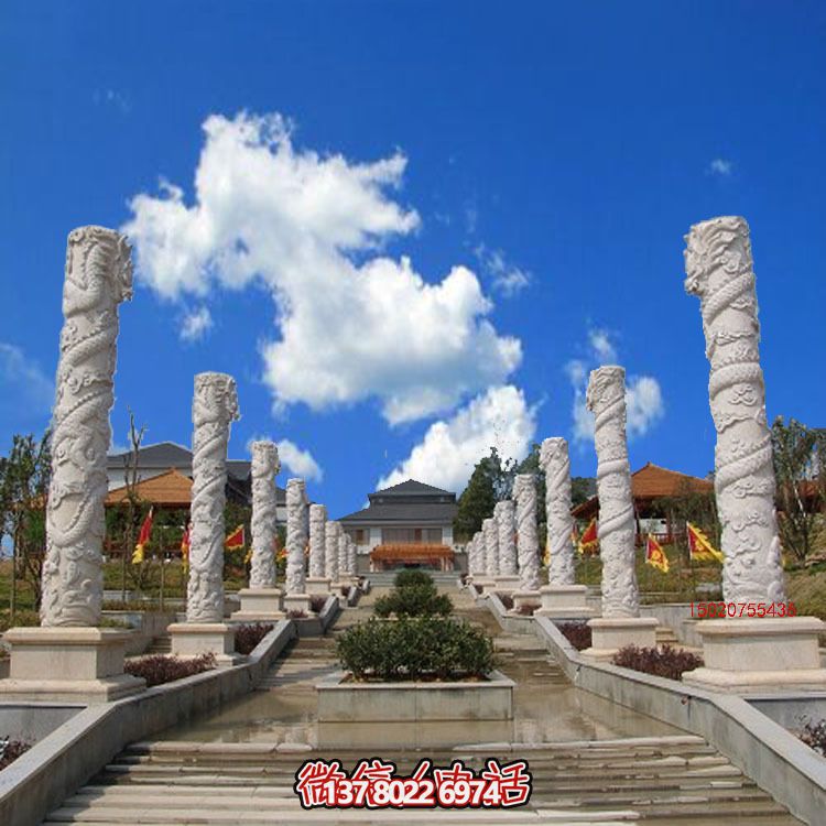 漢白玉龍柱石雕，傳承中華園林文化精髓