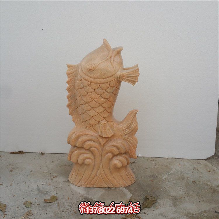 精美絕倫的大理石石雕流水噴泉擺件—吉祥鯉魚(yú)雕塑
