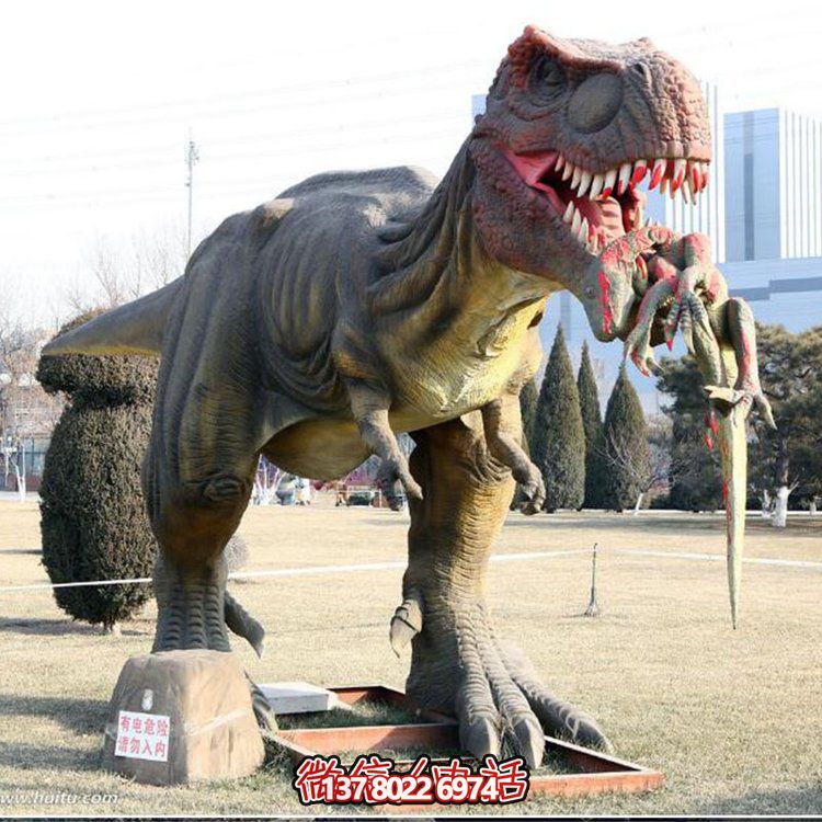 玻璃鋼仿真恐龍雕像，為動(dòng)物園、園林等戶外場所擺放