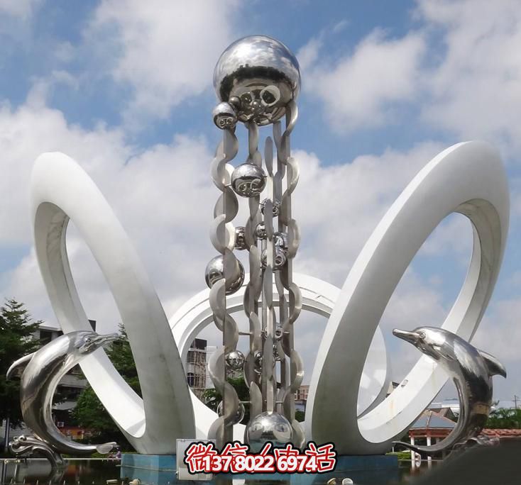 海豚個性不銹鋼雕塑，大型廣場裝飾裝置