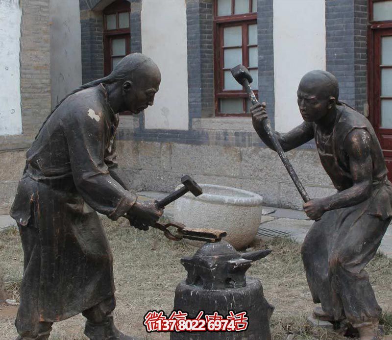 古人鑄造青銅雕塑，景觀美化擺放