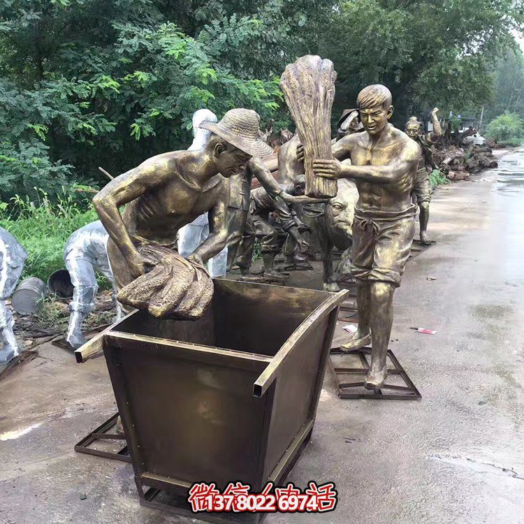 中國民俗——打麥子、勞動、人物雕塑