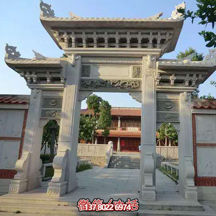 精美大理石石雕景區(qū)園林，大型門樓牌坊雕塑