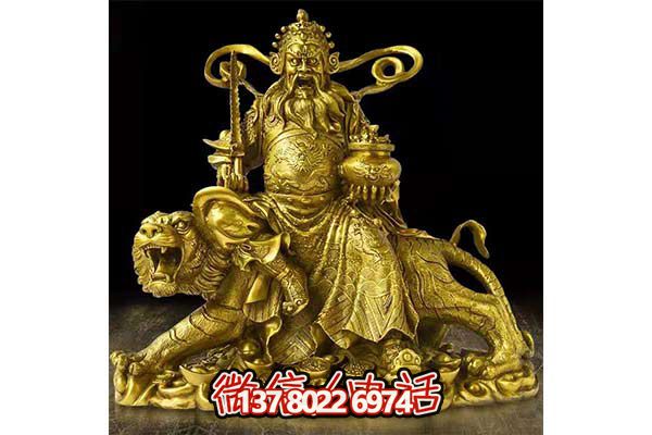 鎏金財神雕塑，招財進(jìn)寶