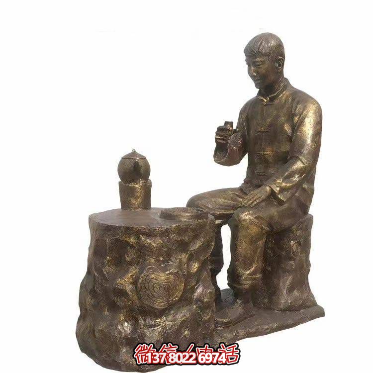 仿銅玻璃鋼人物小品雕塑，景觀戶外公園裝飾