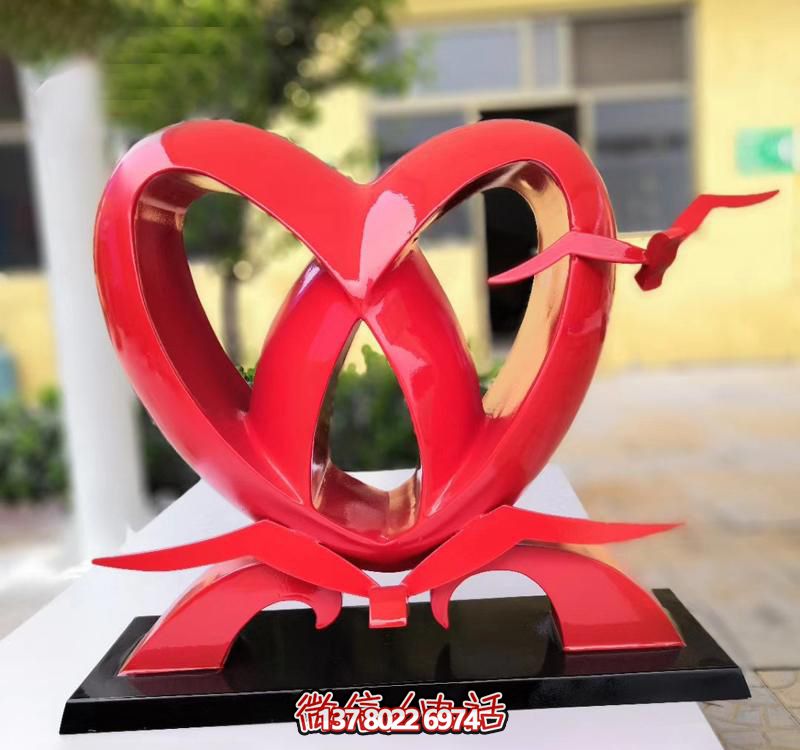 不銹鋼愛心雕塑，裝飾公園擺件
