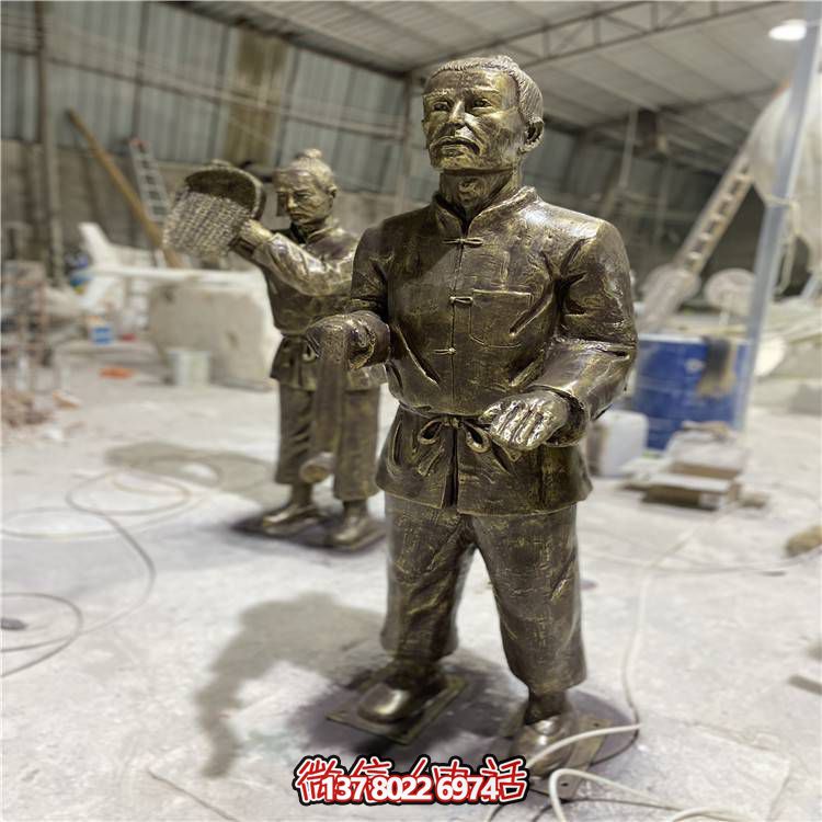 仿銅人物雕塑，玻璃鋼民俗裝飾