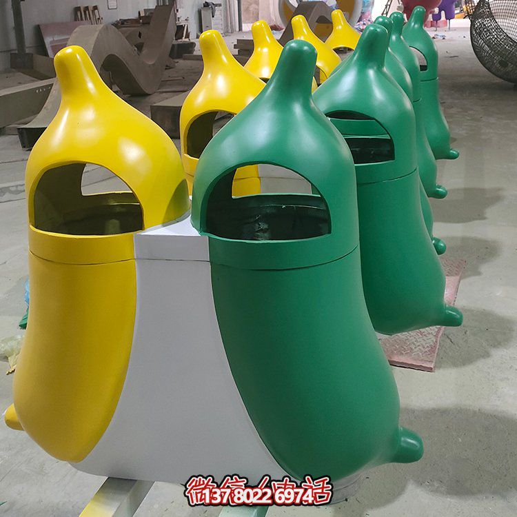 創(chuàng)意玻璃鋼垃圾桶，家庭園林裝飾擺件