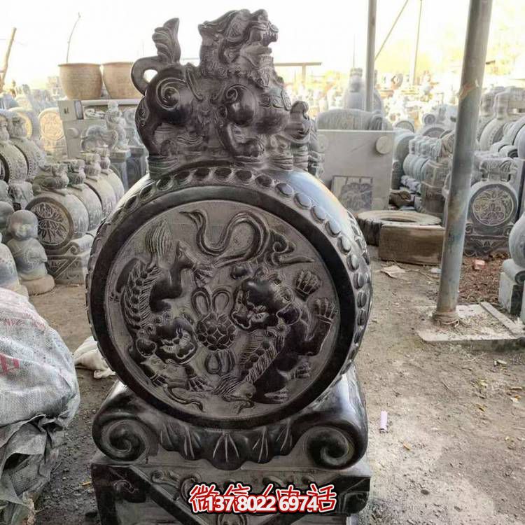 仿古青石石雕抱鼓雕塑，裝點庭院門口