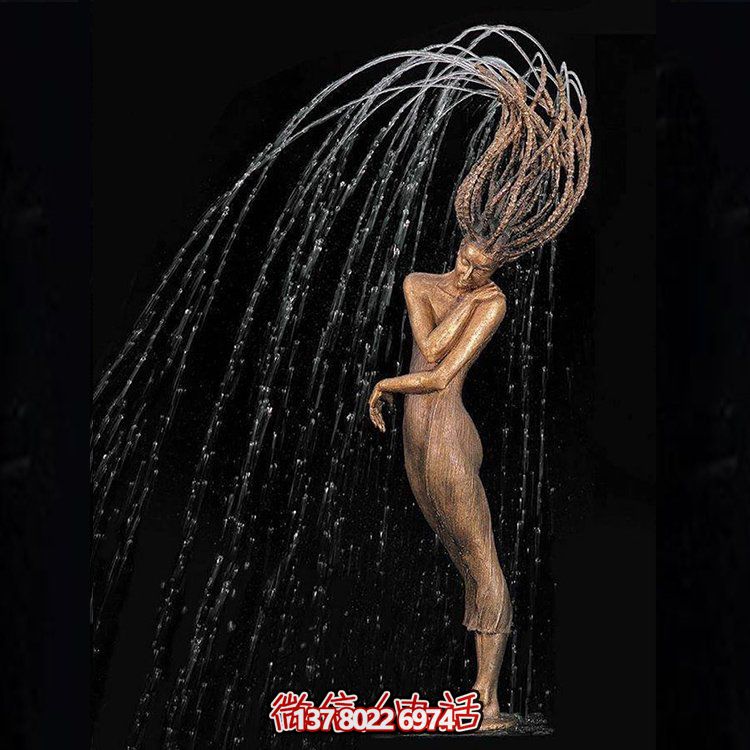 鑄銅人物噴泉裝飾，創(chuàng)意雕塑，酒店裝飾的新寵