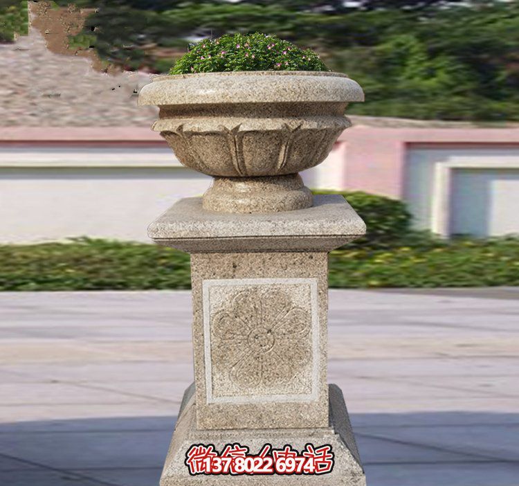 精美石雕花缽，添彰歐式庭院裝飾
