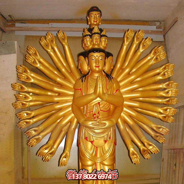 鎏金千手觀音大型雕塑，精美絕倫，醉人心魄