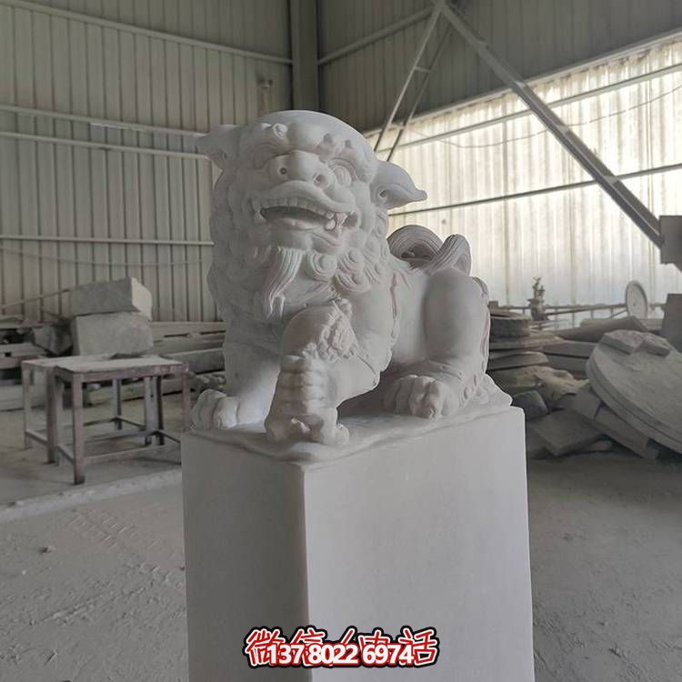 精美大理石石雕石獅子擺件，裝點庭院門口