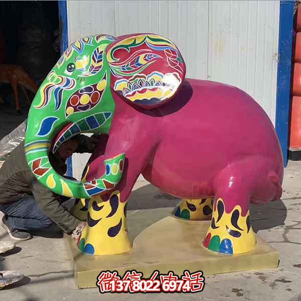 玻璃鋼雕塑大象，彩繪園林景觀