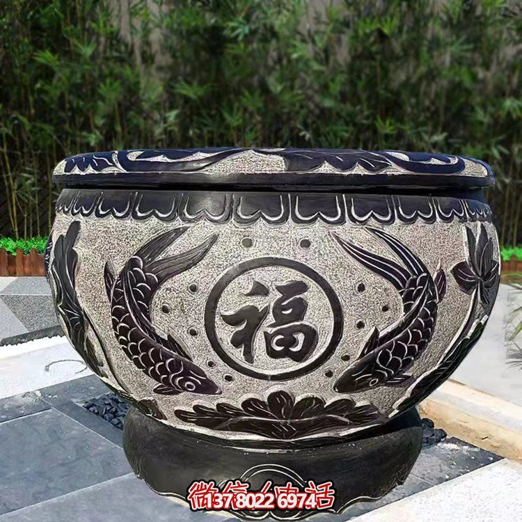 精美青石石雕缸，打造現(xiàn)代園林景觀