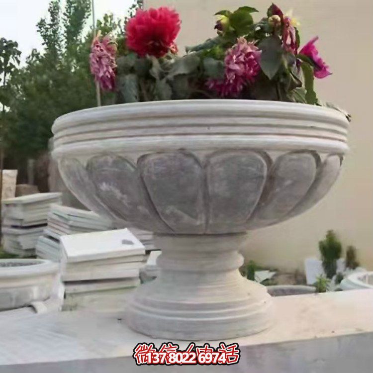 精美大理石石雕花缽，讓您的別墅、小區(qū)、戶外更加美觀