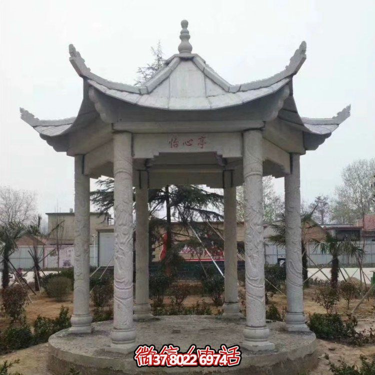 青石仿古石雕涼亭，營造寧靜田園風(fēng)情