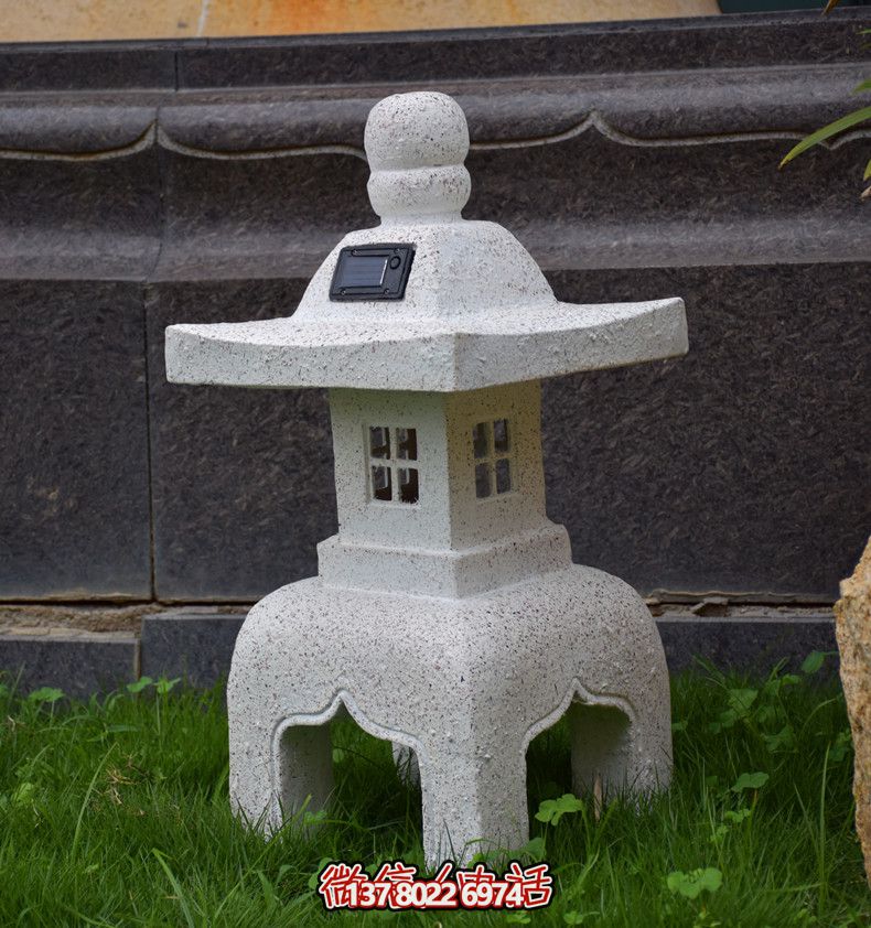 太陽(yáng)能石燈，復(fù)古中式裝飾戶(hù)外景觀(guān)燈