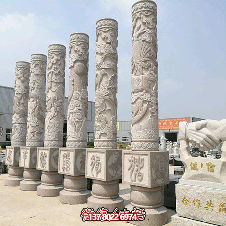 大理石石雕龍柱，給你家戶外廣場帶來全新的裝飾效果