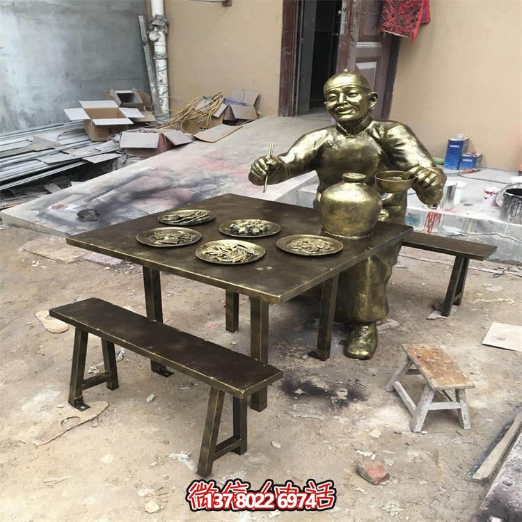 玻璃鋼仿銅人物雕塑擺件，高雅裝點戶外園林