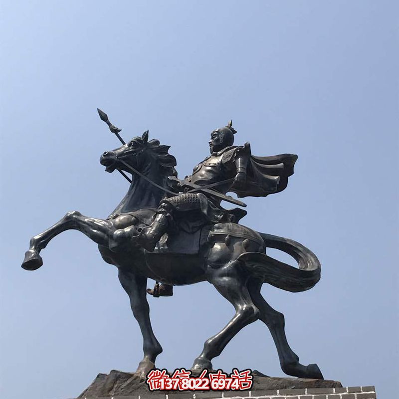 不銹鋼景觀擺件——?jiǎng)?chuàng)意岳飛騎馬雕塑
